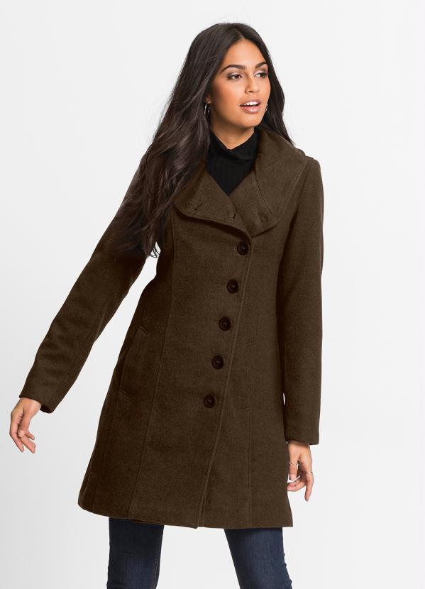 Sobretudo com Bolsos Marrom