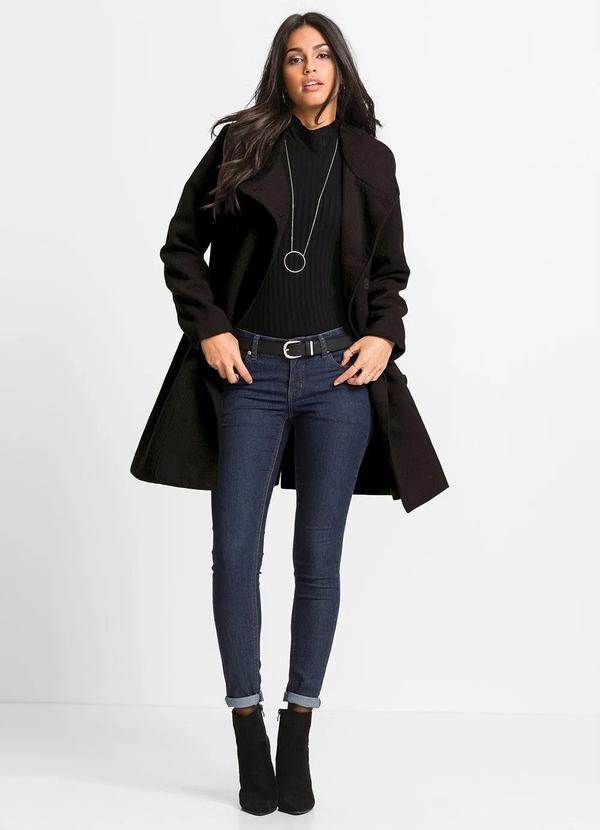 Sobretudo com Bolsos Soft Preto