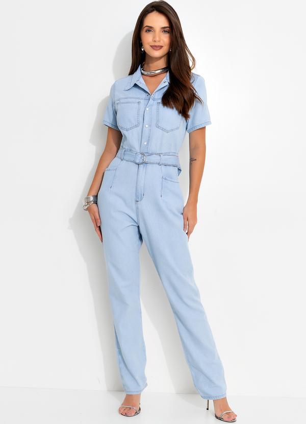 Macacão Comprido Jeans Feminino