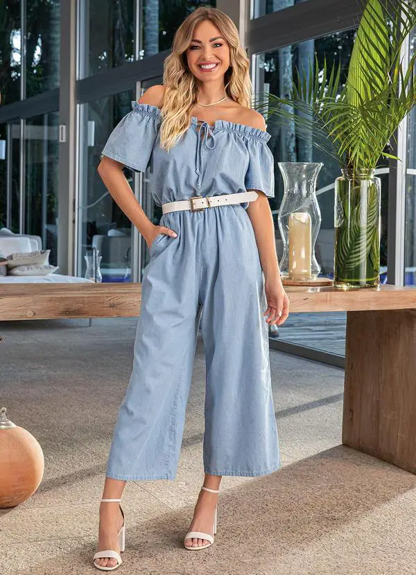 Macacão Jeans Claro