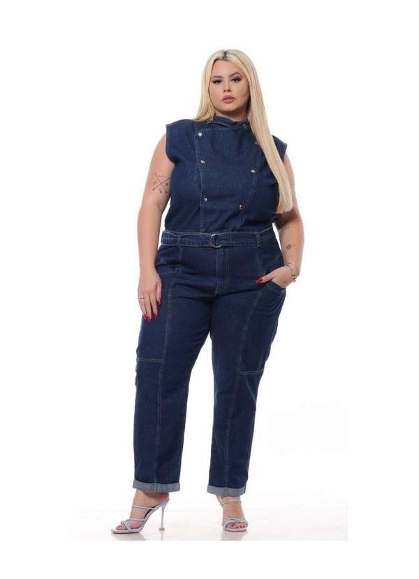 Macacão Jeans Feminino Plus Size