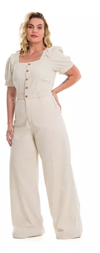 Macacão Linho Plus Size Elegante