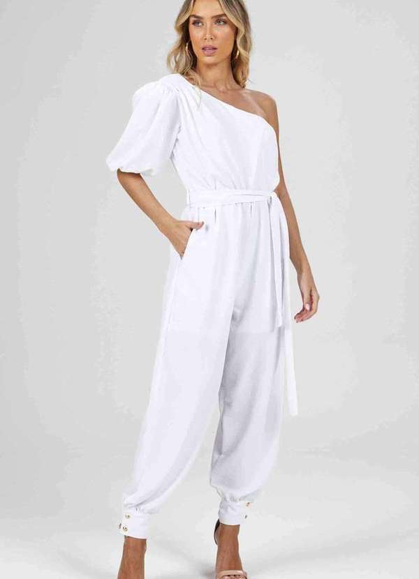 MacacĂŁo de Linho Feminino 5 MacacĂŁo Longo Um Ombro SĂł