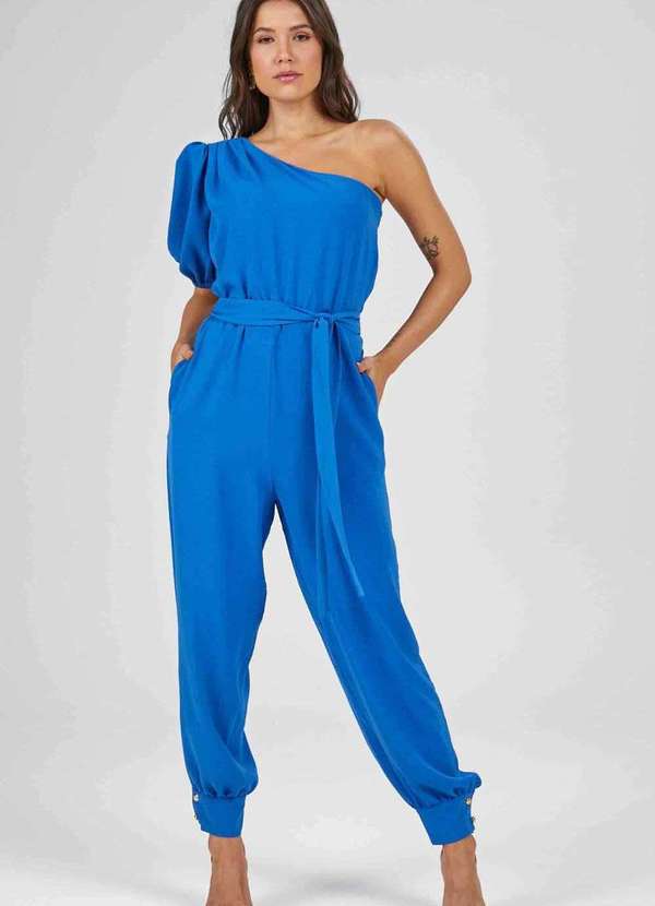 Macacão para Casamento Fúcsia 9 Macacão para Casamento Azul Longo Um Ombro Só