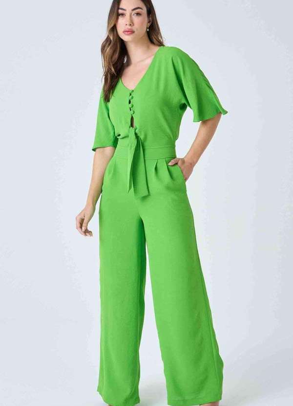 Macacão para Casamento Fúcsia 11 Macacão para Casamento Verde Longo com Cinto