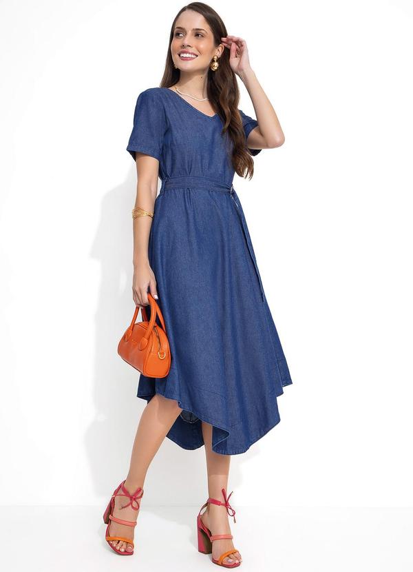 Vestido com Cinto Jeans Moda Evangélica
