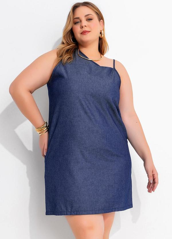 Vestido Jeans Azul Escuro em Jeans Leve