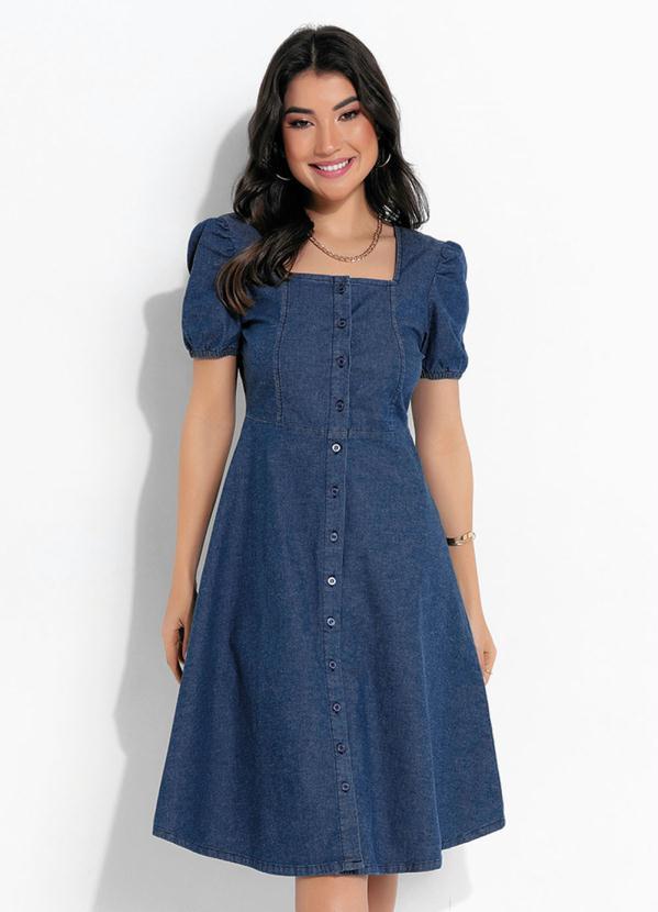 Vestido Jeans com Botões Moda Evangélica