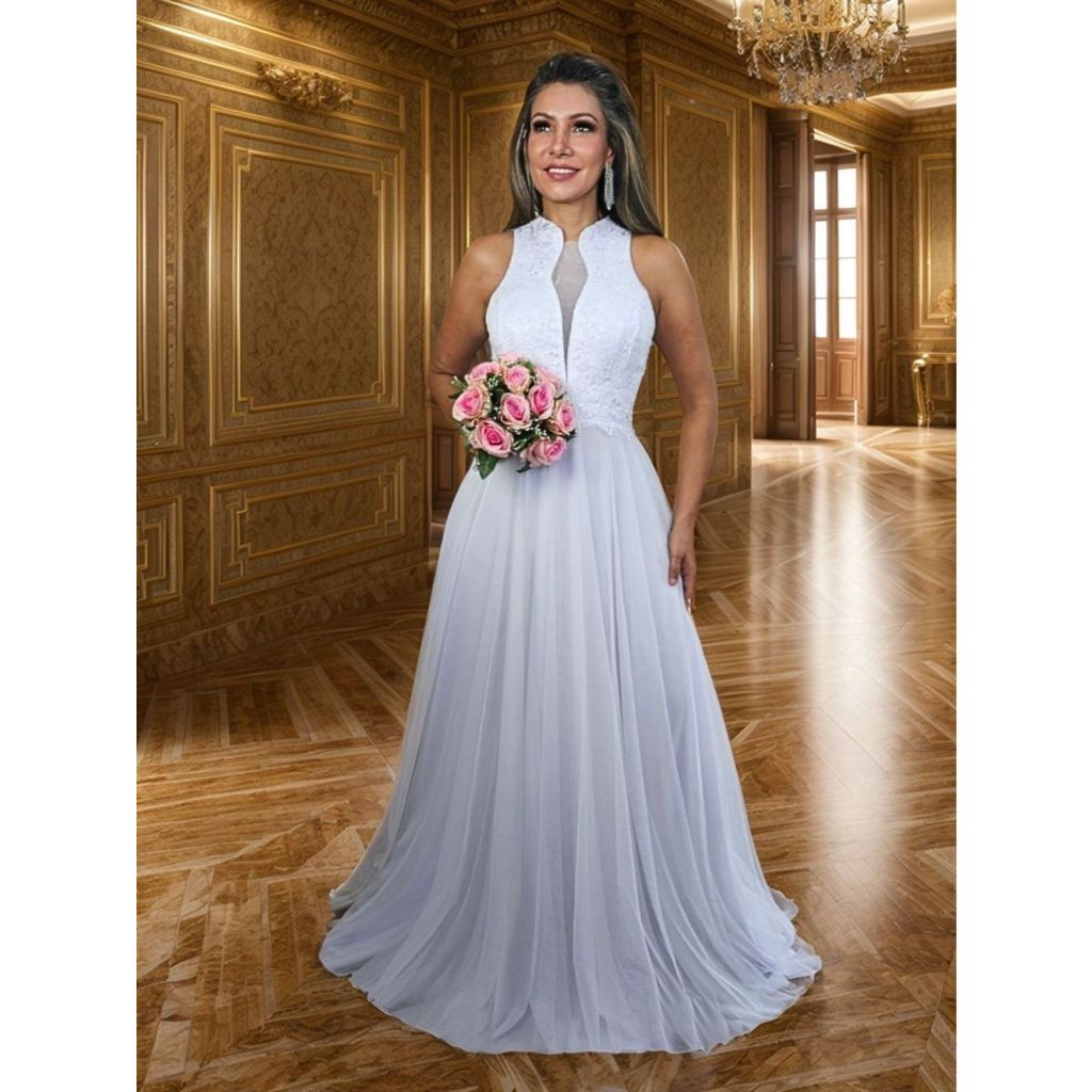 Vestido de Noiva P ao GG 10 Vestido Noiva com Brilho