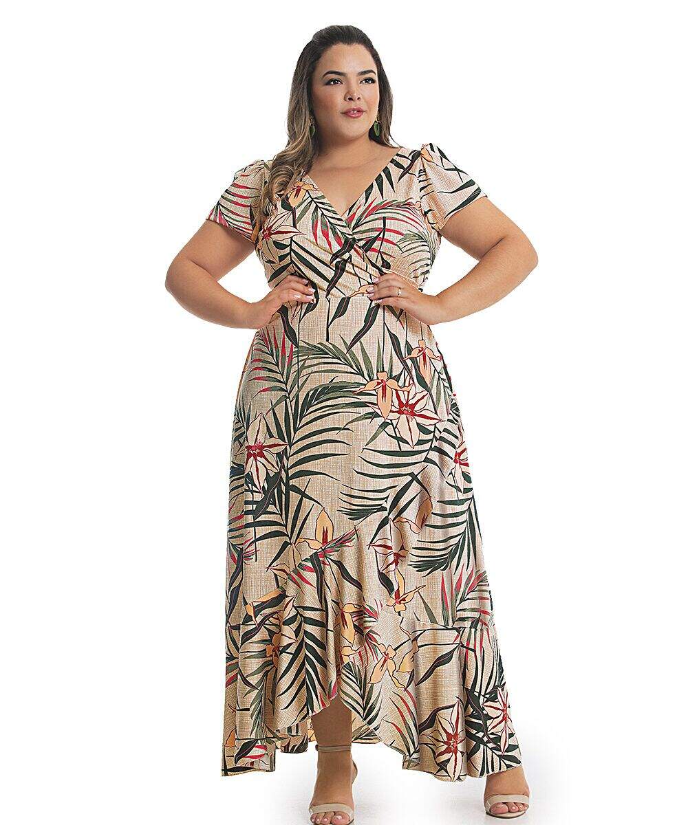 Vestido Longo Plus Size Floral Madame Shop