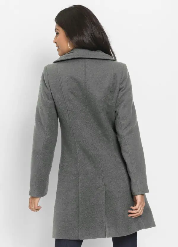 Sobretudo Feminino Cinza com Bolsos