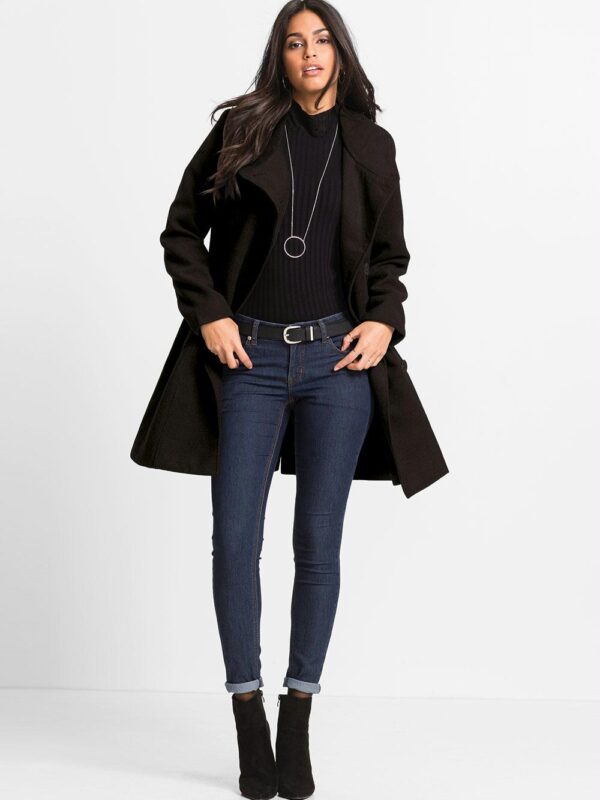 Home 13 Sobretudo Feminino Preto com Bolsos