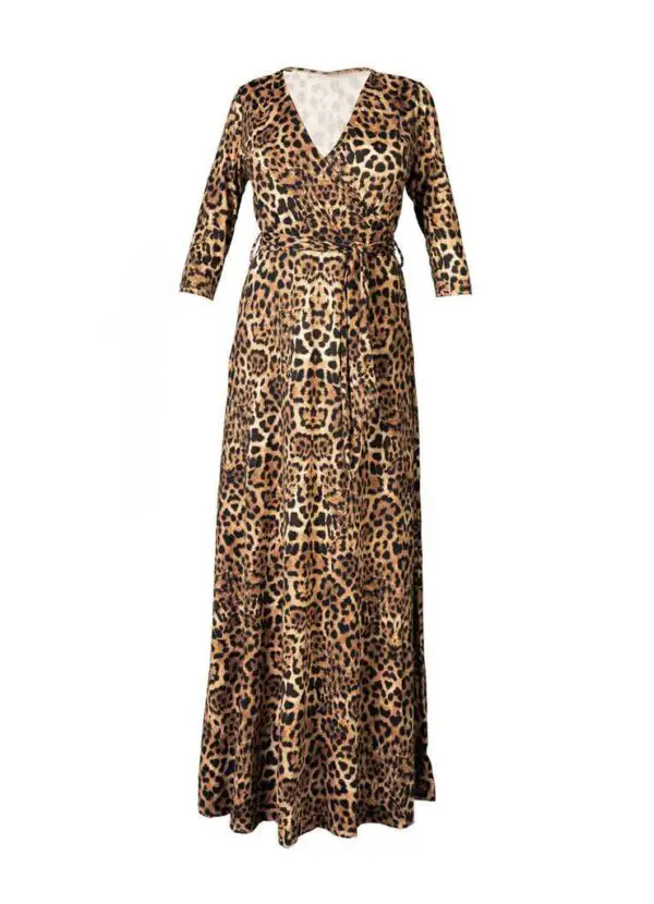 Vestido Longo Transpassado Animal Print