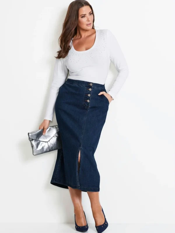 saia jeans midi