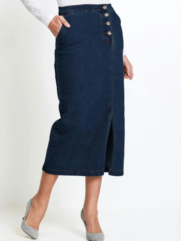 saia jeans midi saia jeans midi