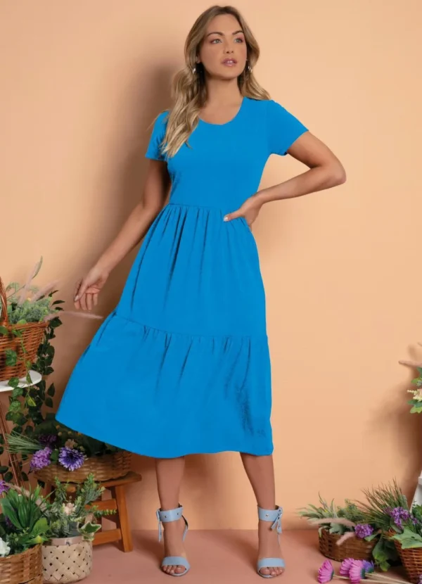 Vestido Azul com Babado