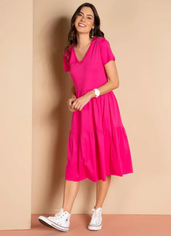 Vestido Rosa com Babado