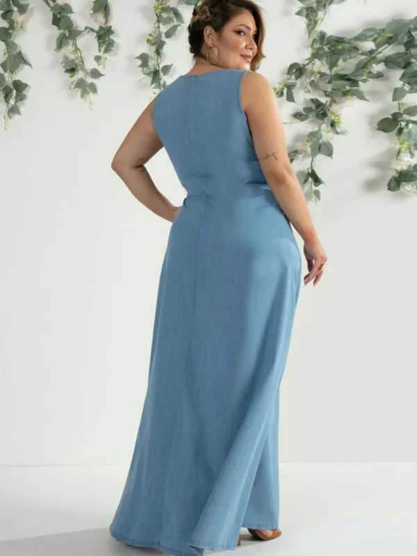 vestido jeans longo