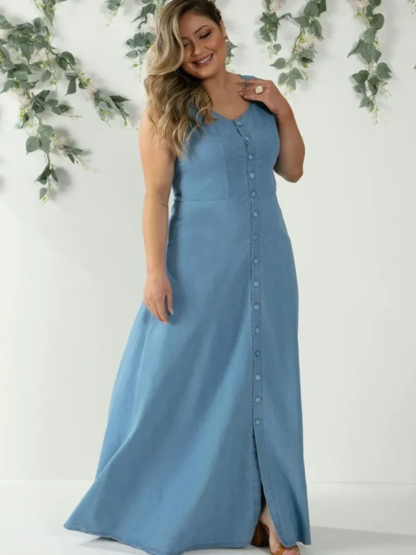 vestido jeans longo vestido jeans longo