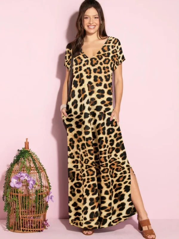 Vestido Longo Soltinho Onça