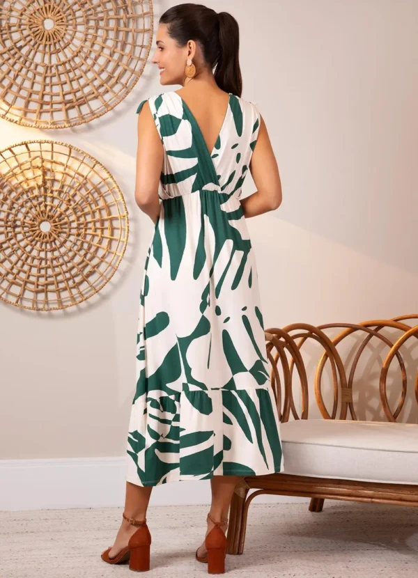 Vestido Midi Folhagem