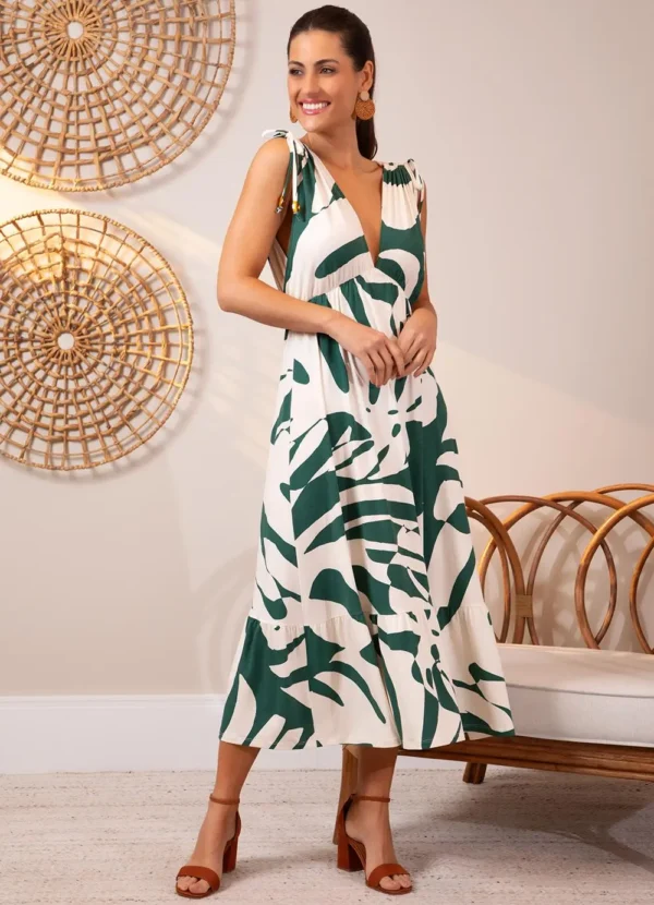 Vestido Midi Folhagem
