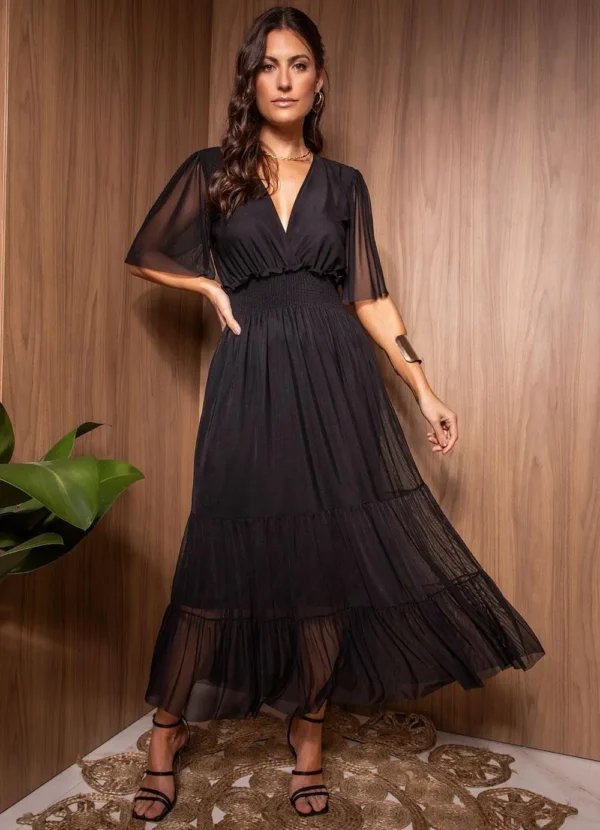 Vestido Tule Preto