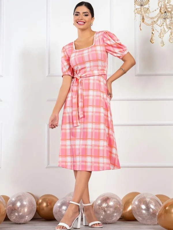 Vestido Xadrez Midi Soltinho Vestido Xadrez Midi Soltinho