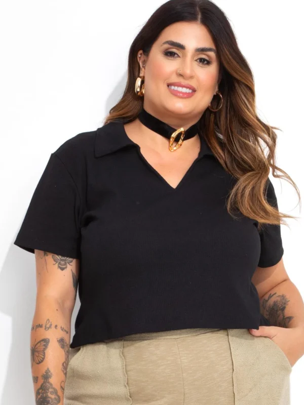 Blusa Polo Femininia Preta