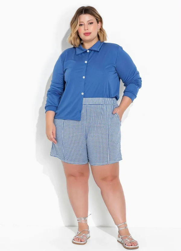 Camisa Social Azul Feminina com Botões - Image 4