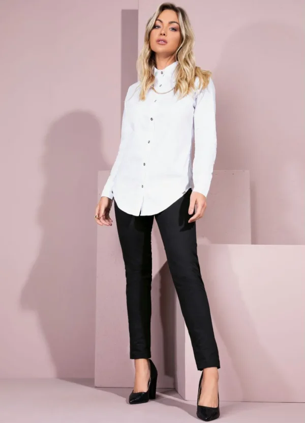 Camisa de Botão Feminina Branca