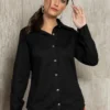 Camisa de Botão Feminina Preta