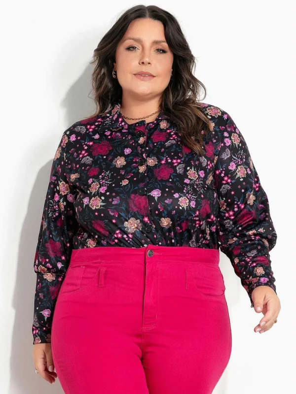 Camisa com Manga Bufante Floral Camisa com Manga Bufante Floral