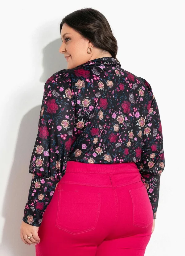 Camisa com Manga Bufante Floral