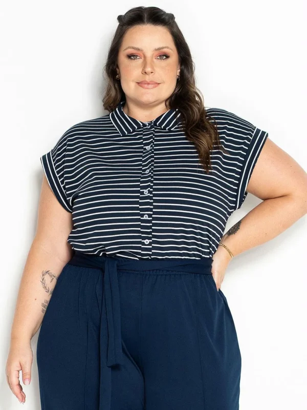 Camisa Listrada Feminina Plus Size Camisa Listrada Feminina Plus Size