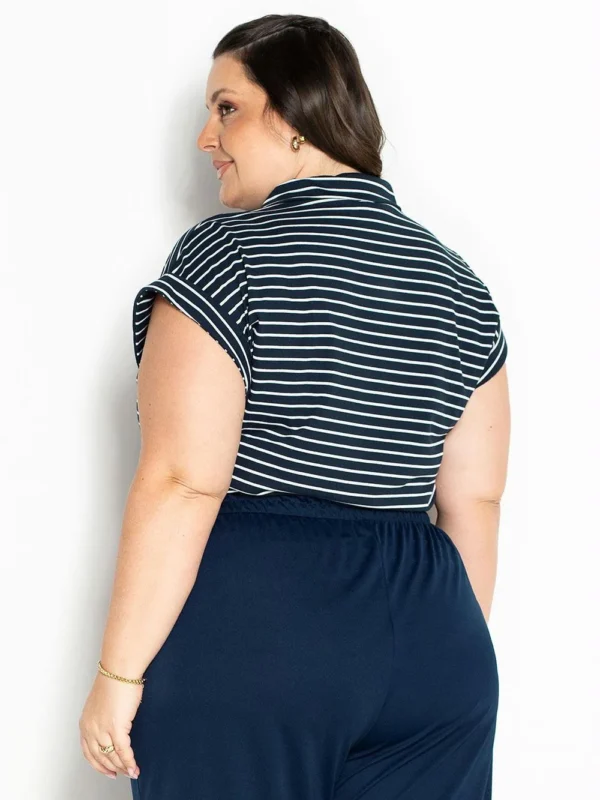 Home 1 Camisa Listrada Feminina Plus Size