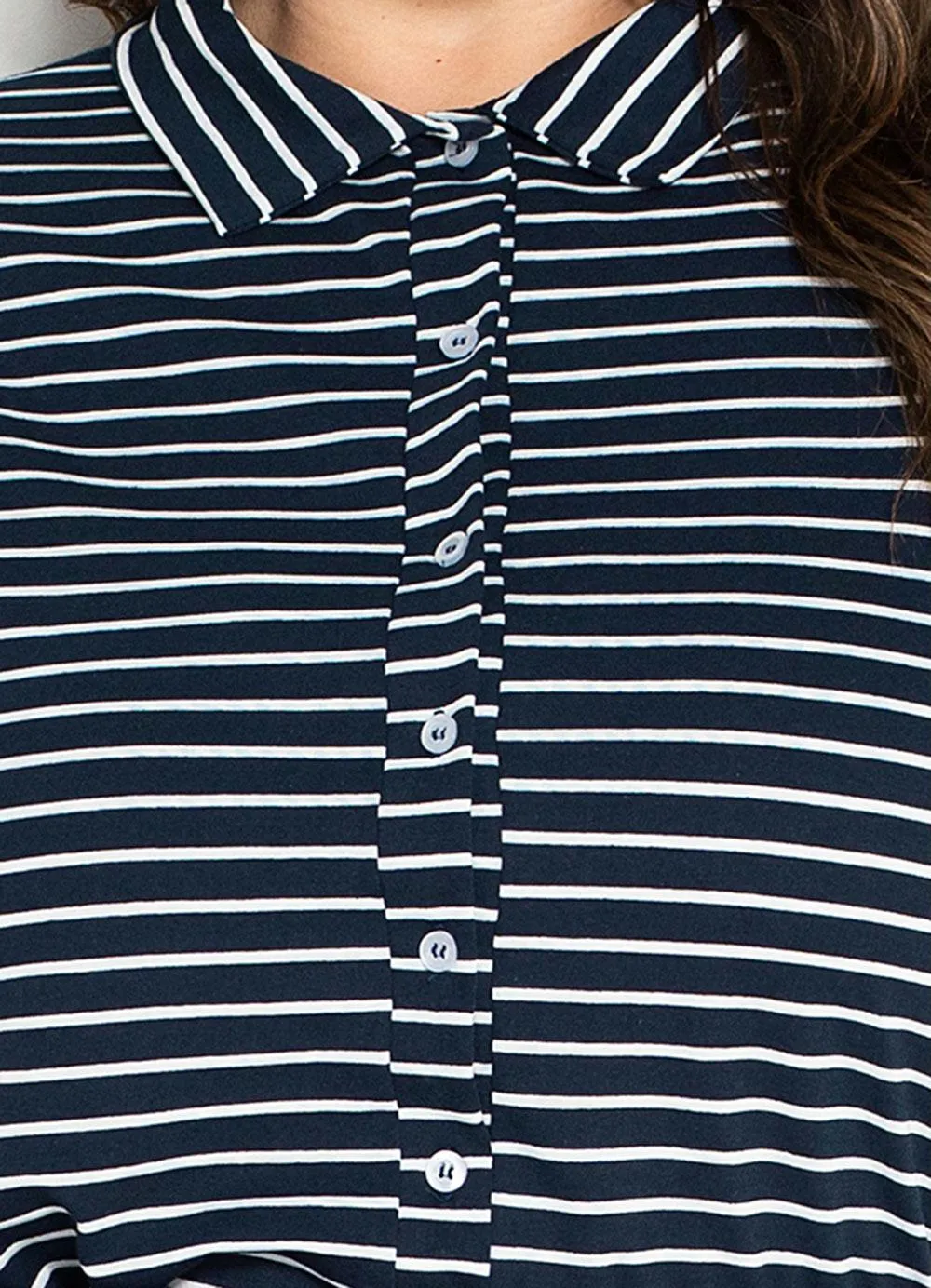 Camisa Listrada Feminina Plus Size