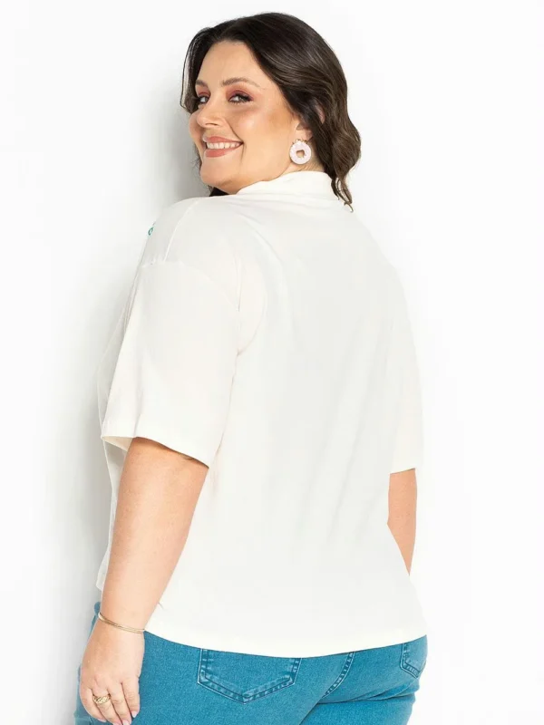 Camisa Polo Off White Plus Size