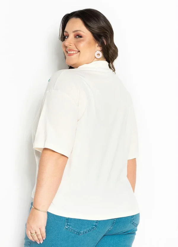 Camisa Polo Off White Plus Size