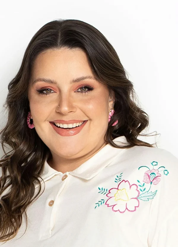 Camisa Polo Off White Plus Size