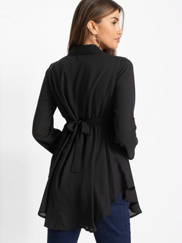 Camisa Preta Feminina Longuete