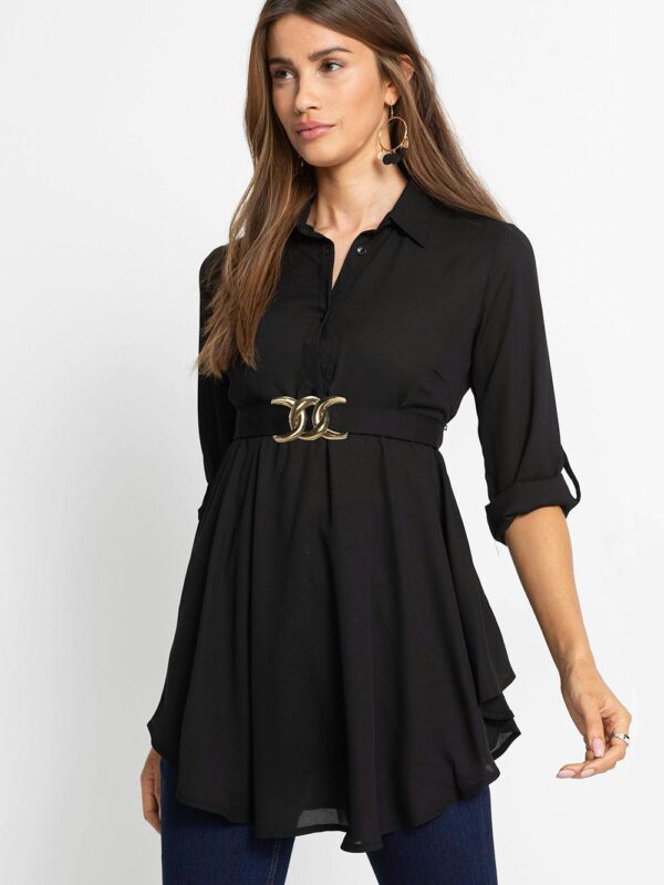 Camisa Preta Feminina Longuete Camisa Preta Feminina Longuete