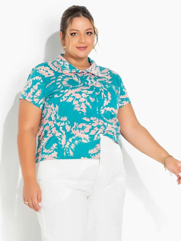 Comprar Camisa Manga Curta Feminina Plus Size Tie Dye