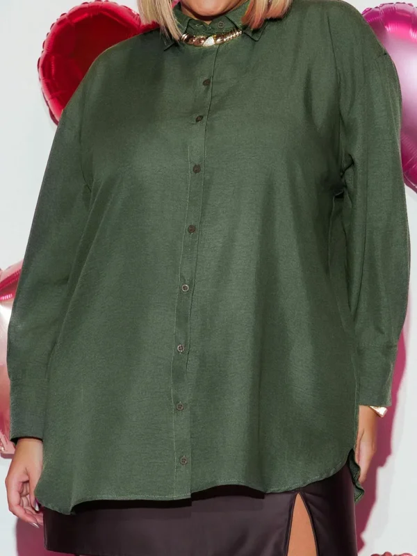 Camisa Oversized Verde Longa Camisa Oversized Verde Longa