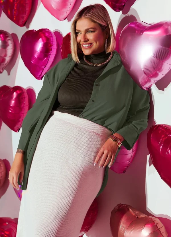 Camisa Oversized Verde Longa
