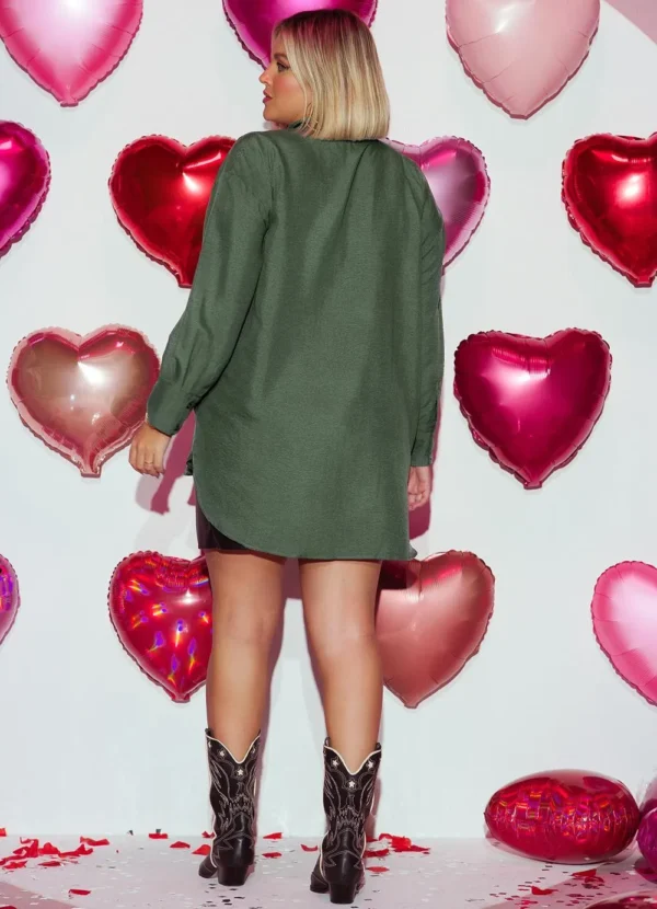 Camisa Oversized Verde Longa