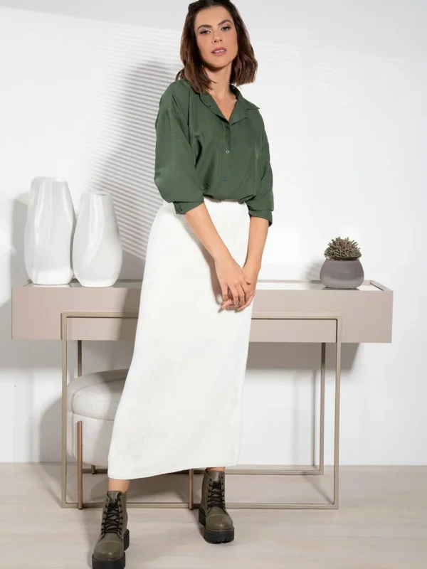 Camisa Oversized Verde Longa