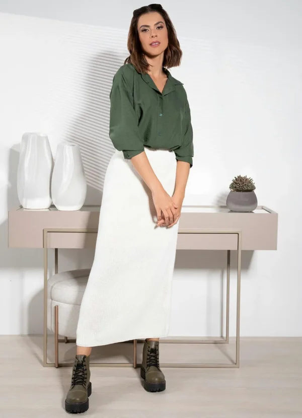 Camisa Oversized Verde Longa