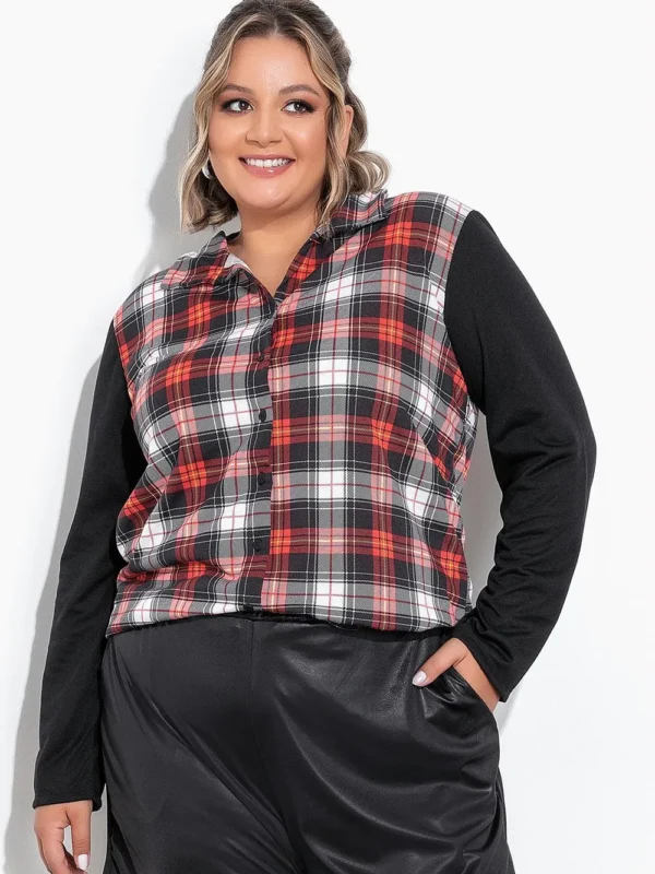 Camisa Feminina Xadrez com Botões Camisa Feminina Xadrez com Botões