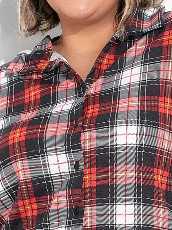 Home 3 Camisa Feminina Xadrez com Botões
